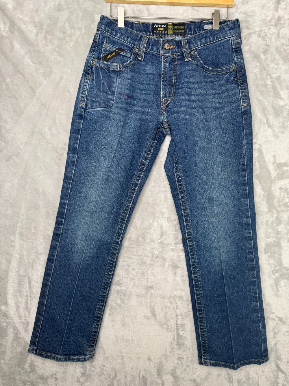 Ariat Rebar M5 Straight Jeans Mens 30x32 Blue Denim Cowboy Work Western Pants